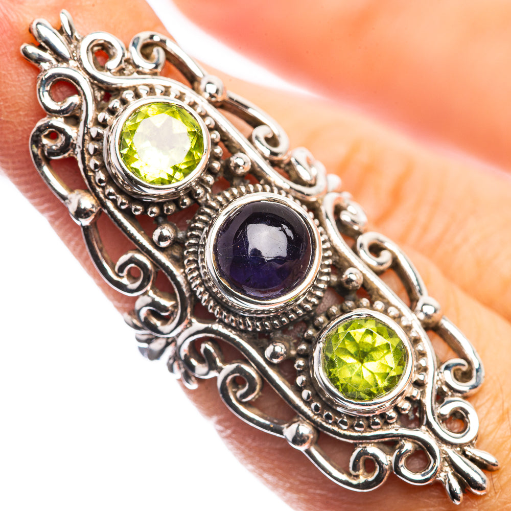 Large Tanzanite, Peridot 925 Sterling Silver Ring Size 5.5