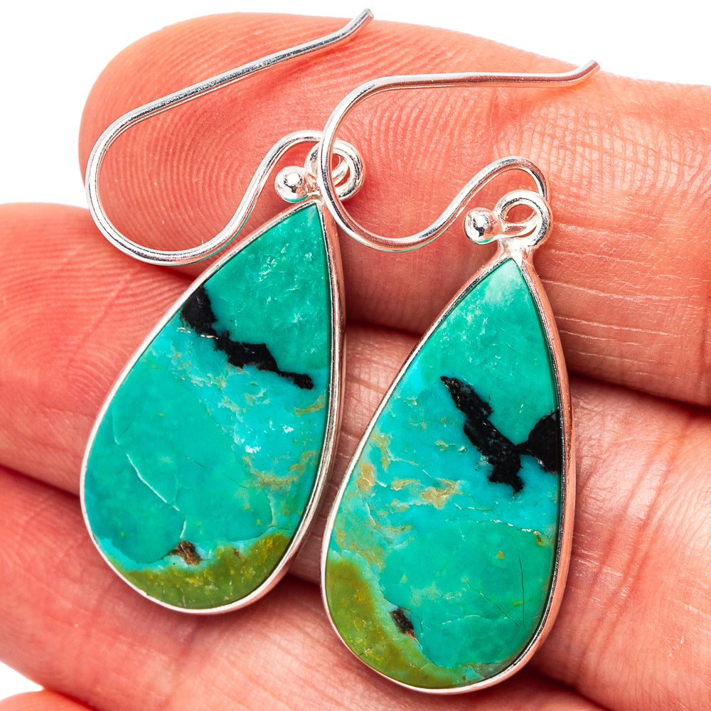 Mohave Turquoise Earrings 1 5/8" (.925 Sterling Silver)