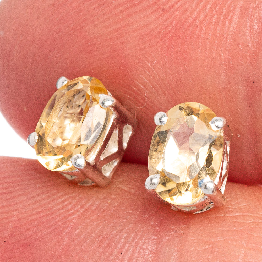 Faceted Citrine EarDainty Rings 1/4" (925 Sterling Silver) E433538