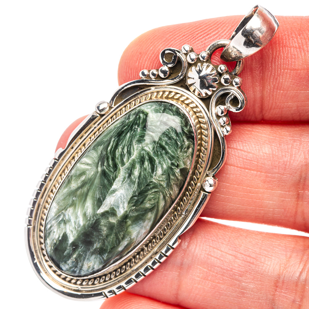 Premium Seraphinite Pendant 2 1/4" (.925 Sterling Silver)