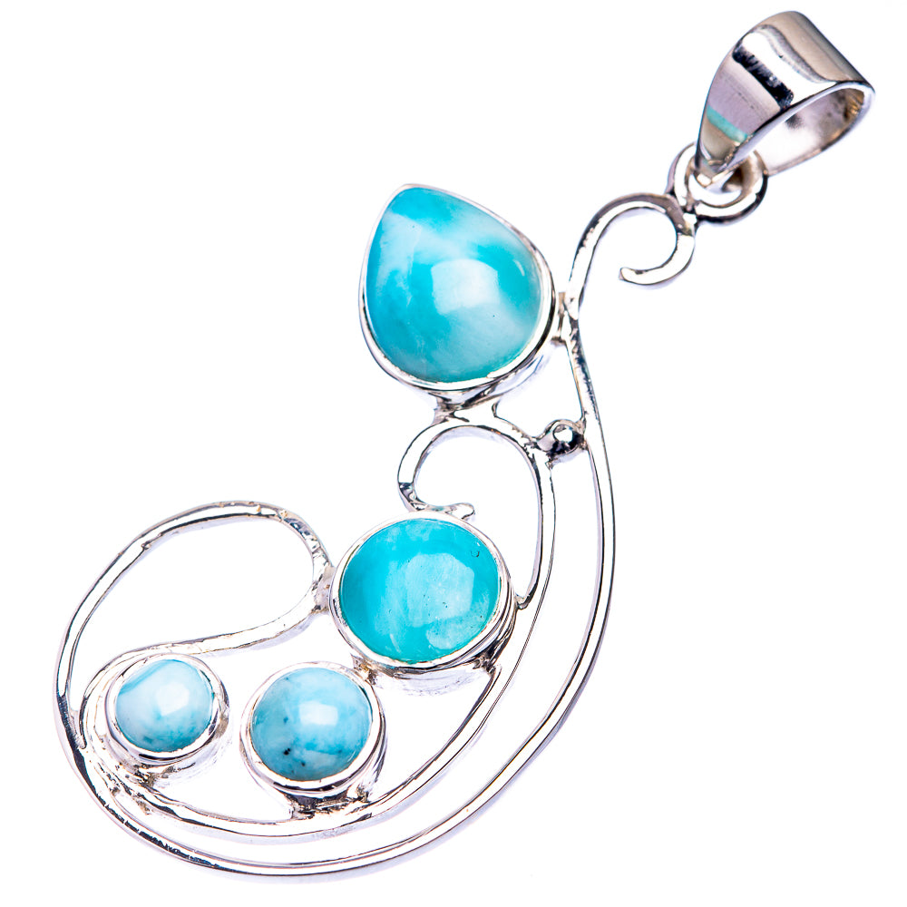 Premium Signature Rare Larimar Pendant 1 7/8" (925 Sterling Silver) P38765