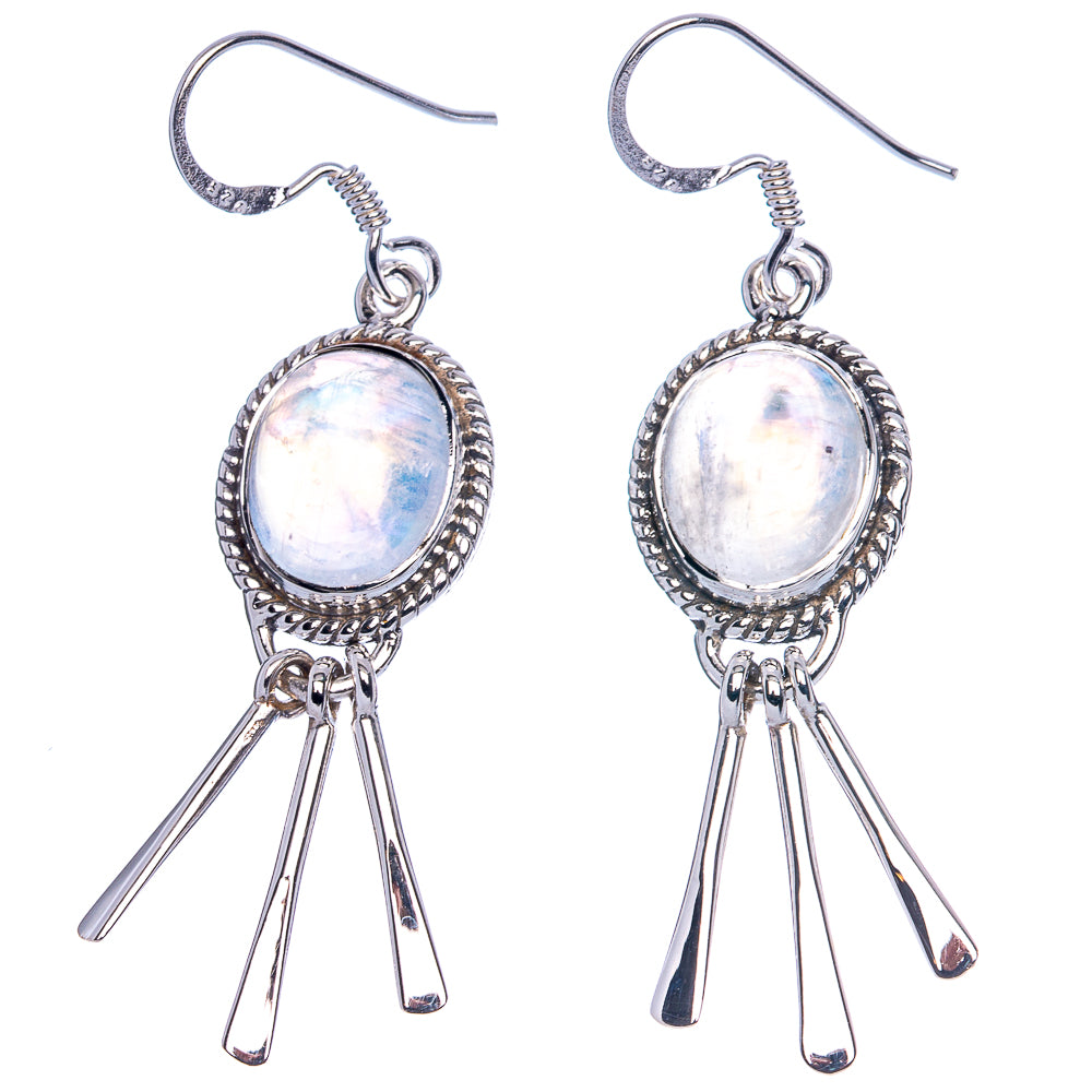 Premium Rainbow Moonstone Earrings 2 1/8" (925 Sterling Silver) E1205