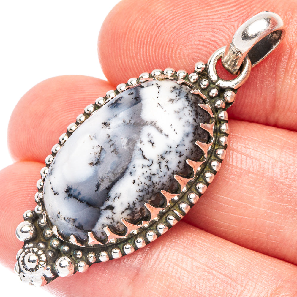 Dendritic Opal Pendant 1 3/4" (925 Sterling Silver) P43843