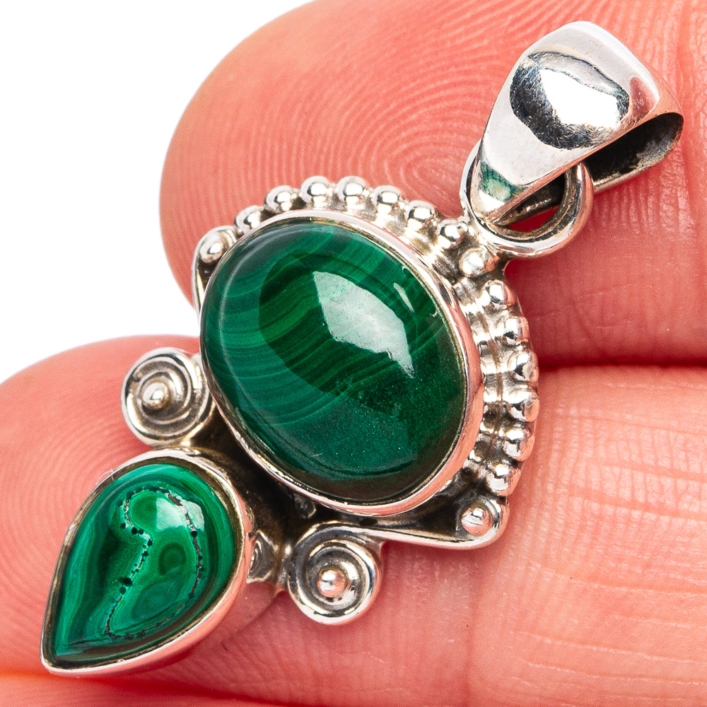 Malachite Pendant 1 1/4" (925 Sterling Silver) P45515