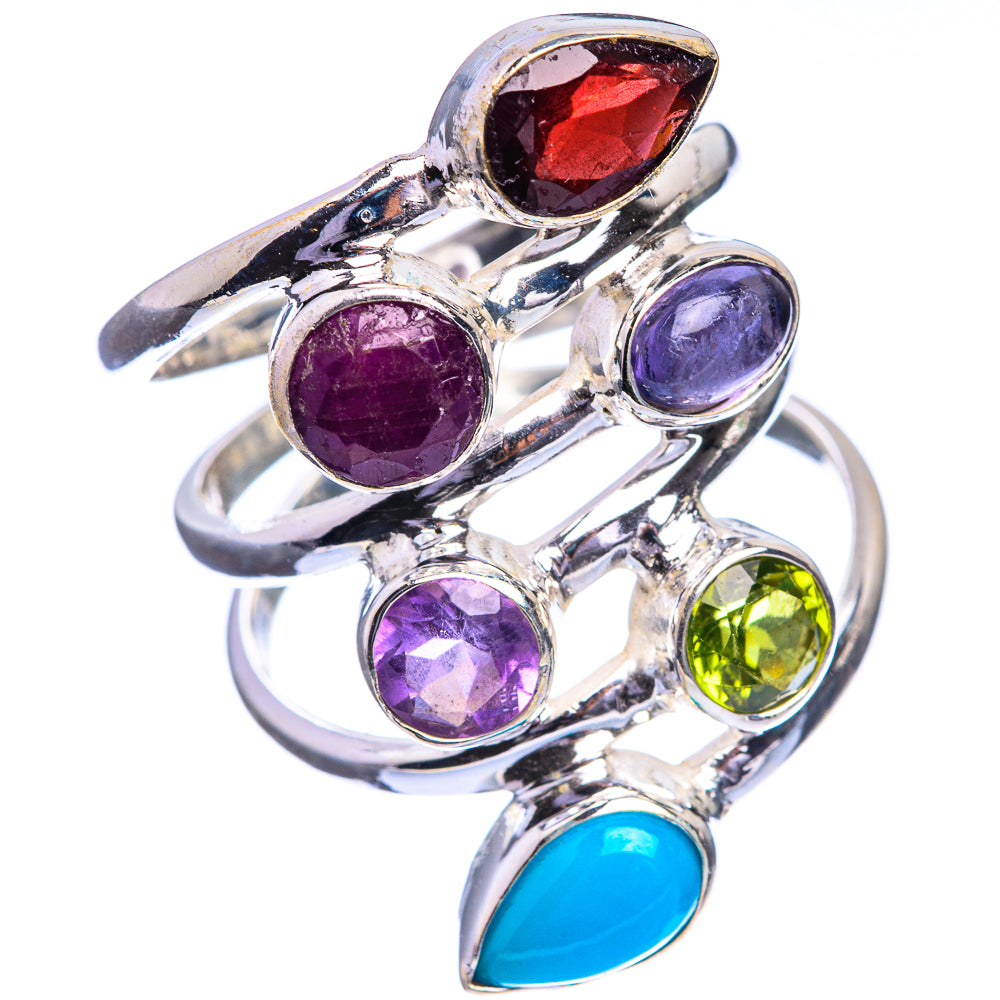 Large Garnet, Ruby, Tanzanite, Amethyst, Peridot, Sleeping Beauty Turquoise Ring Size 8 (925 Sterling Silver) R143189