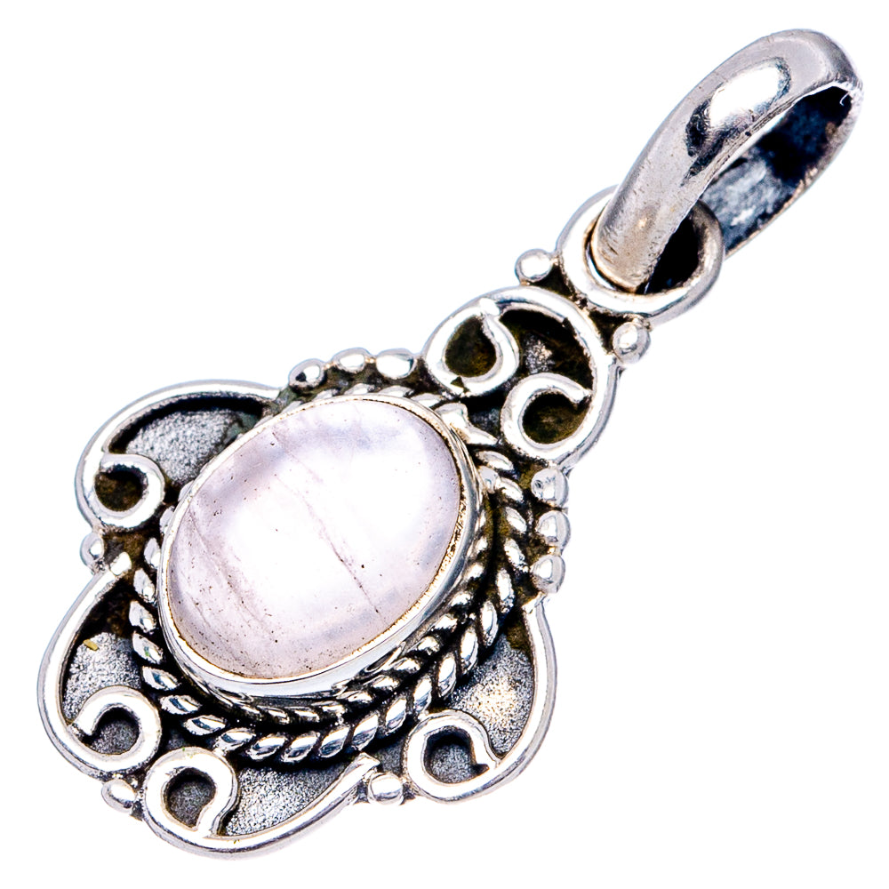 Dainty Rose Quartz Pendant 1 1/8" (.925 Sterling Silver)