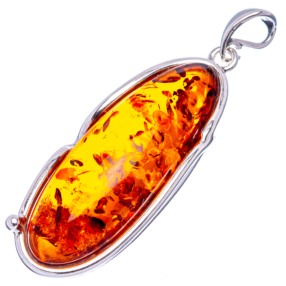 Baltic Amber Pendant 1 3/4" (.925 Sterling Silver)