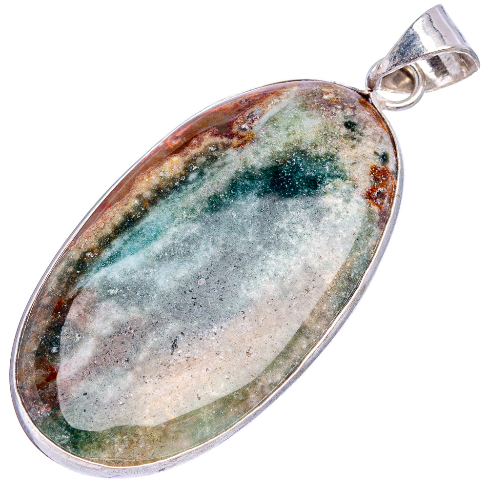 Ocean Jasper Pendant 2 1/8" (Silver Plated)