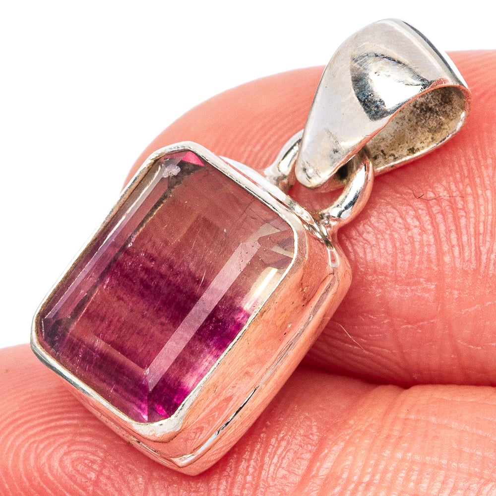 Faceted Fluorite Pendant 7/8" (925 Sterling Silver) P43018