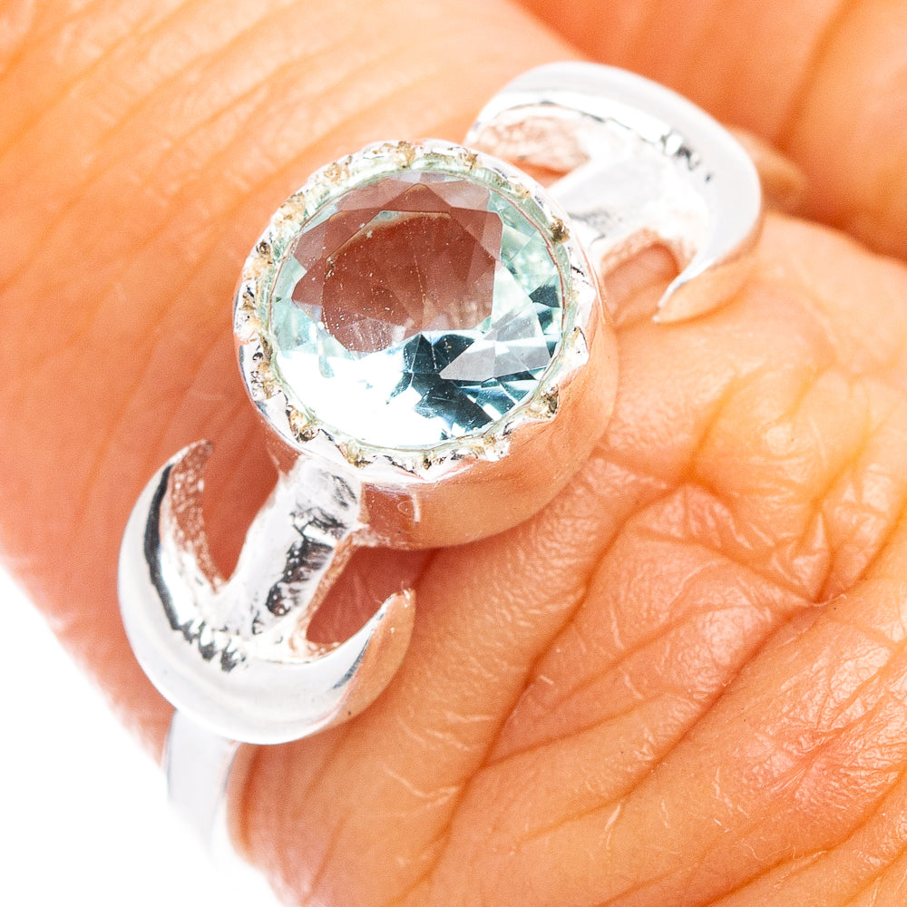 Blue Topaz Dainty Ring Size 6.75 (.925 Sterling Silver)