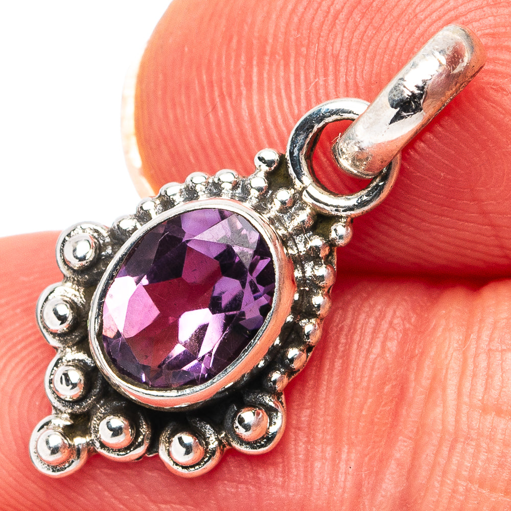 Amethyst Dainty Pendant 7/8" (.925 Sterling Silver)