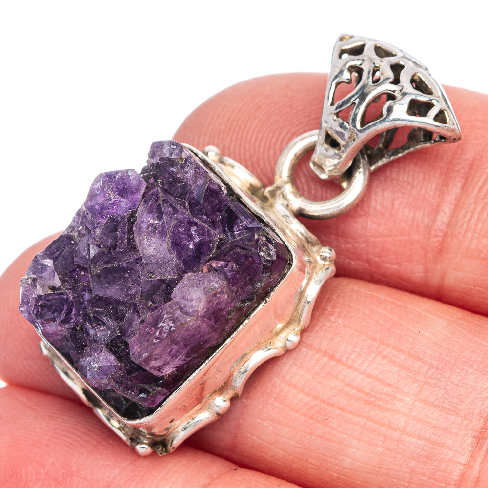Amethyst Crystal Pendant 1 1/4" (925 Sterling Silver) P40097