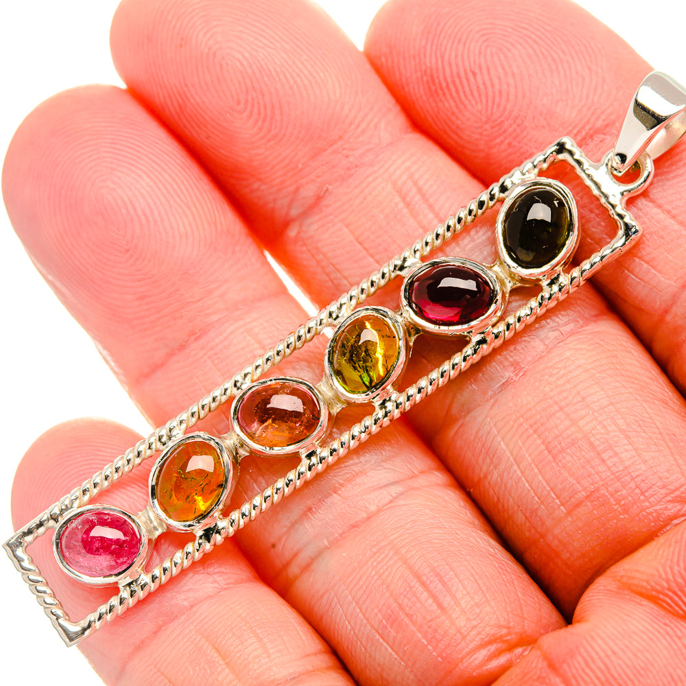 Signature Natural Tourmaline 925 Sterling Silver Pendant 2 5/8" (925 Sterling Silver) PD37815