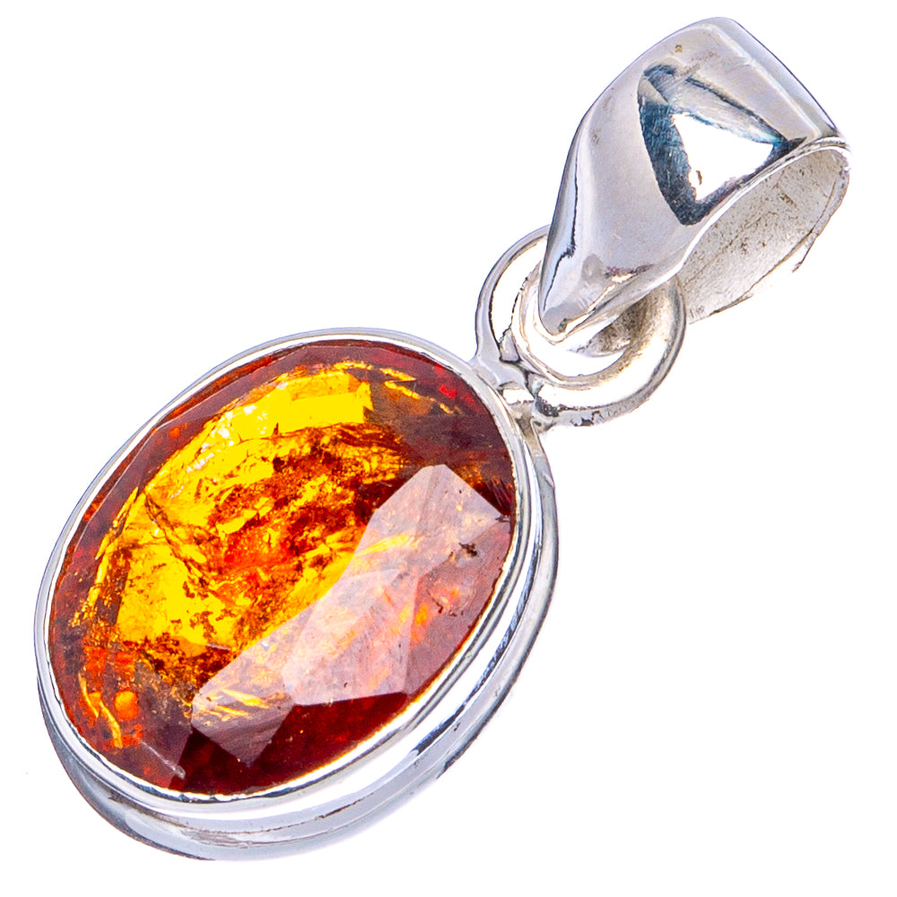 Rare Hessonite Garnet Pendant 7/8" (.925 Sterling Silver)