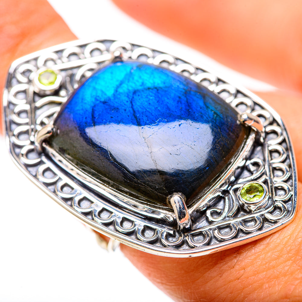 Signature Huge Labradorite, Peridot Ring Size 7.25 (925 Sterling Silver) RING138280