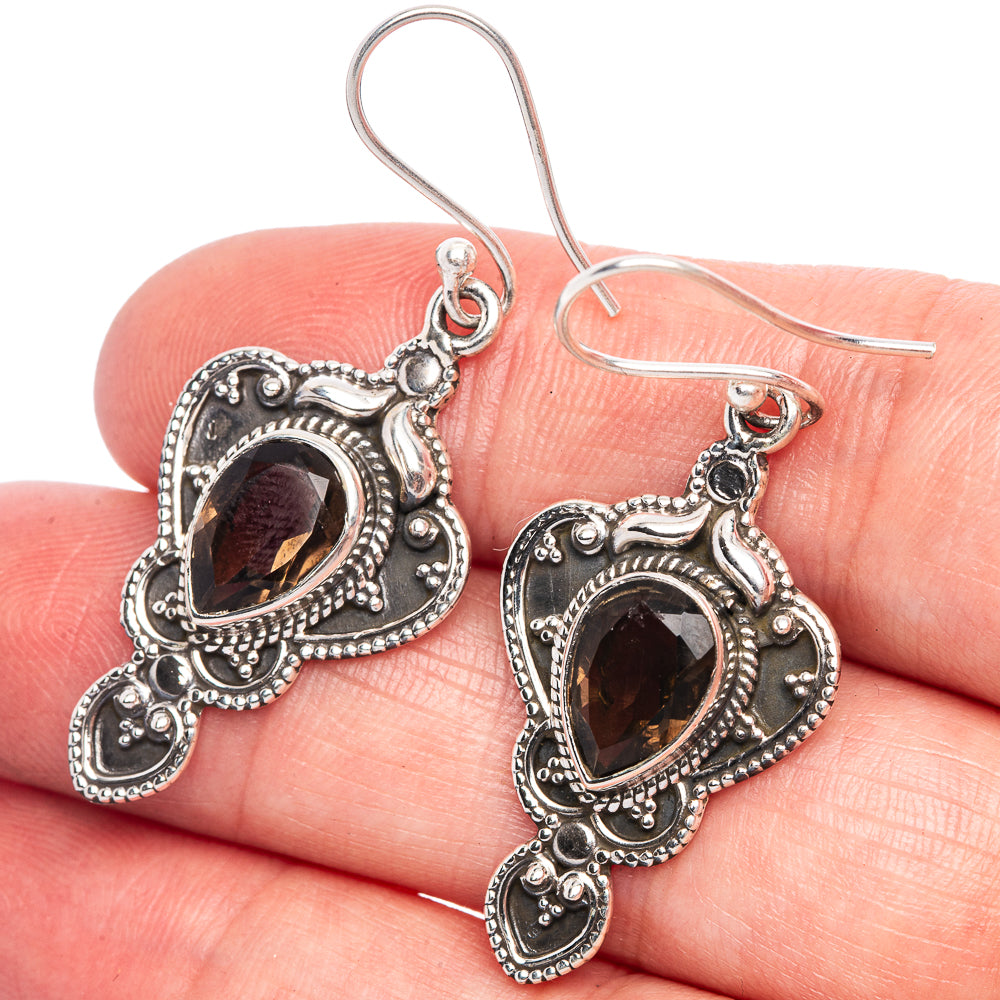 Smoky Quartz Earrings 1 3/4" (925 Sterling Silver) E433444