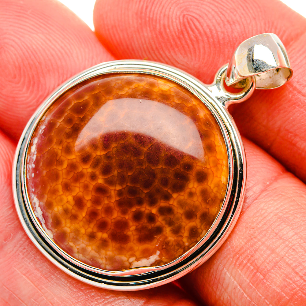 Fire Crab Agate Pendant 1 1/2" (925 Sterling Silver) PD38159