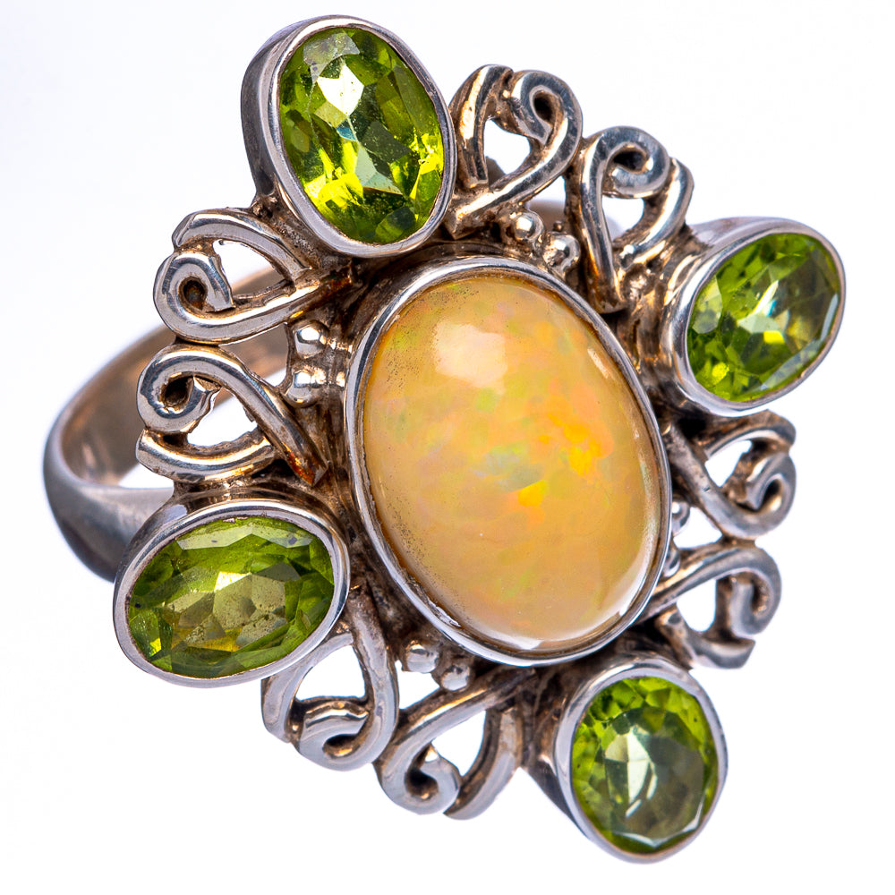 Rare Ethiopian Opal, Peridot Ring Size 7.75 (925 Sterling Silver) R146509