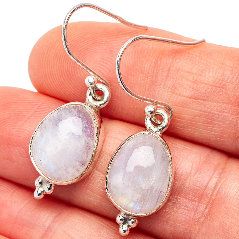 Rainbow Moonstone Earrings 1 1/4" (.925 Sterling Silver)