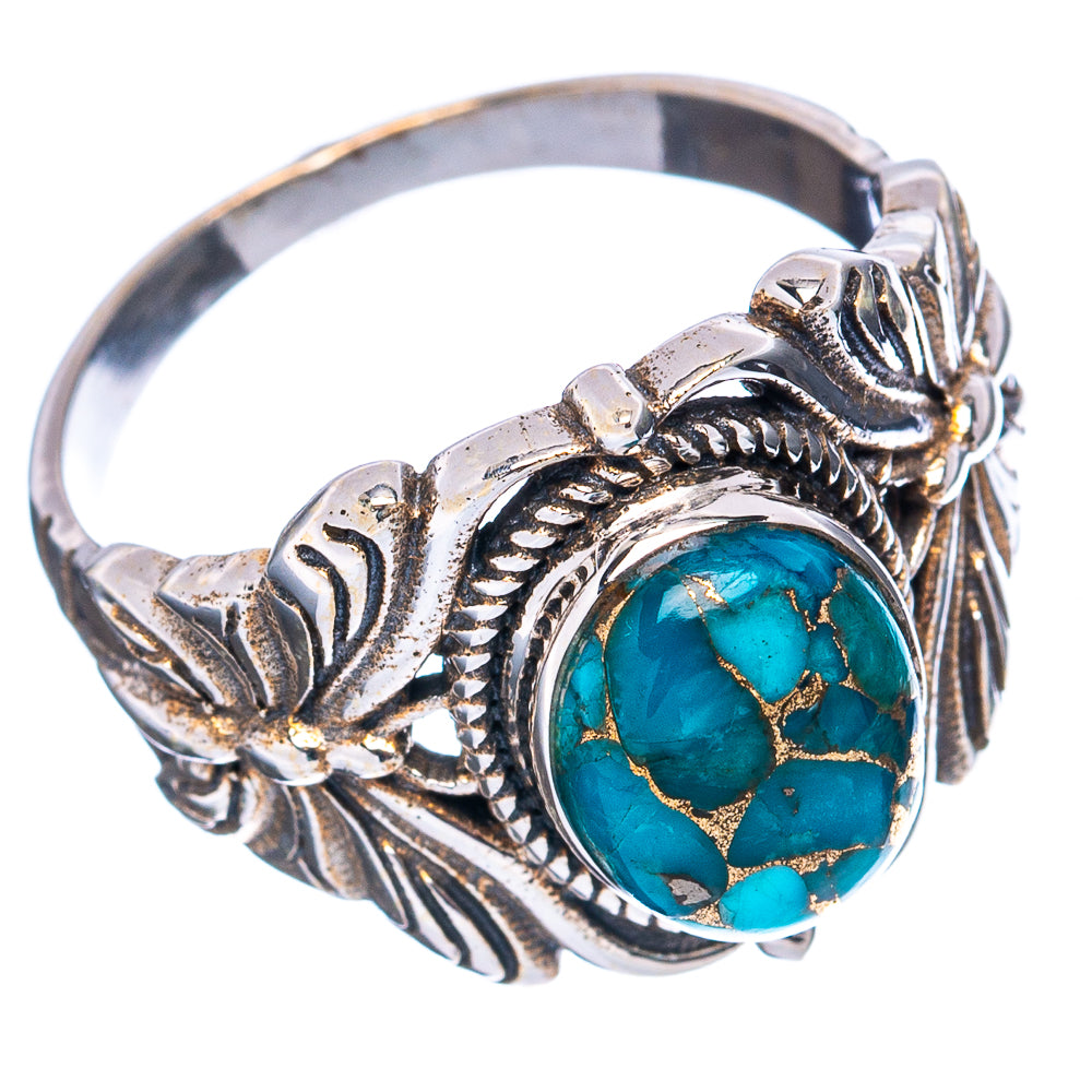 Blue Copper Turquoise Butterfly Ring Size 8.25 (.925 Sterling Silver)