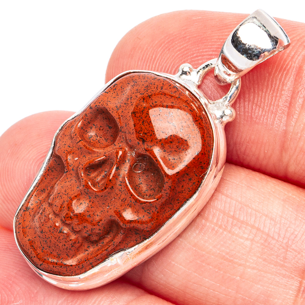 Mahogany Obsidian Skull Pendant 1 3/8" (925 Sterling Silver) P45151
