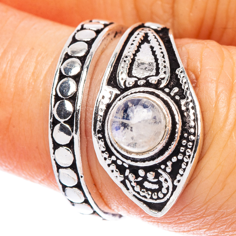 Rainbow Moonstone Ring Size 6 (925 Sterling Silver) R2451