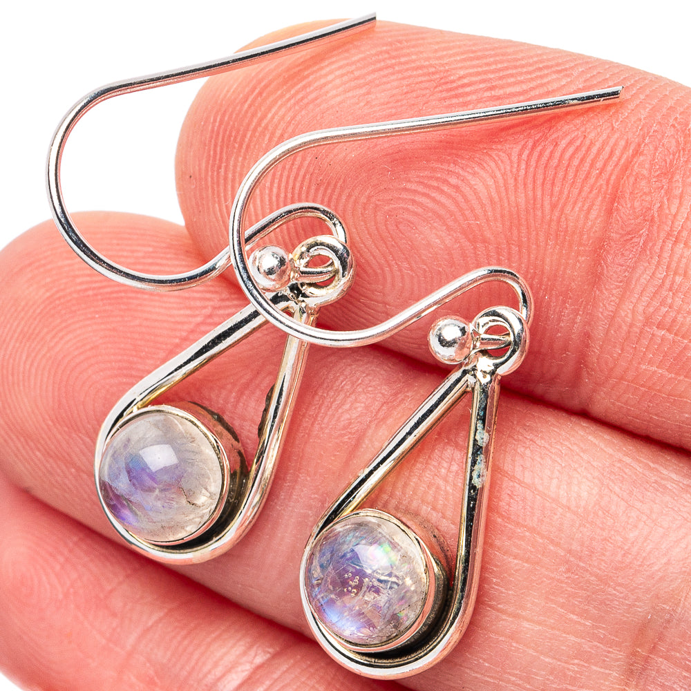 Rainbow Moonstone Earrings 1 1/4" (925 Sterling Silver) E3093