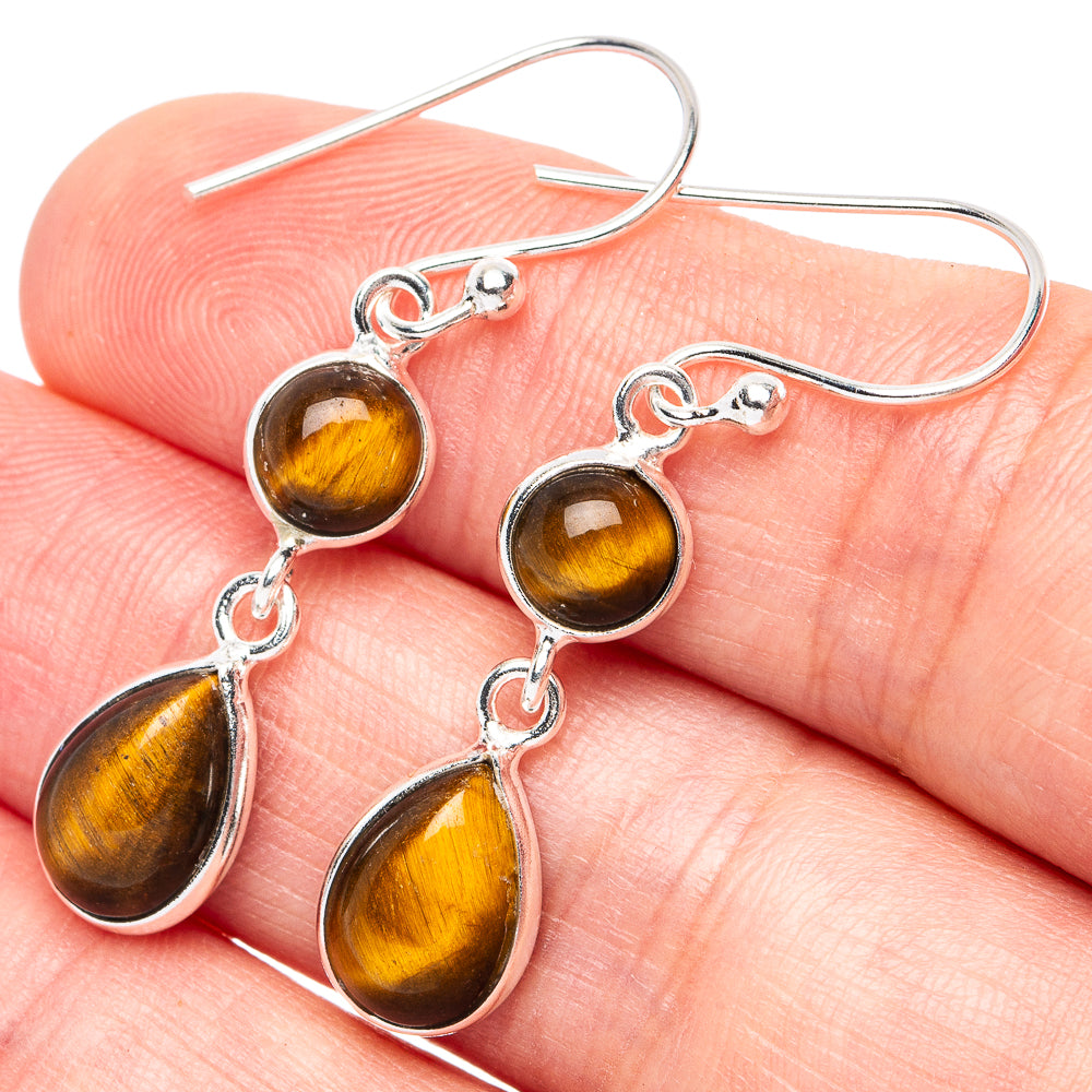 Tiger Eye Earrings 1 1/2" (925 Sterling Silver) E2953