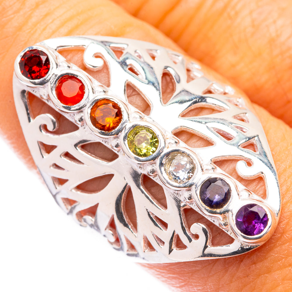Rainbow Chakra Ring Size 8.5 (925 Sterling Silver) R141536