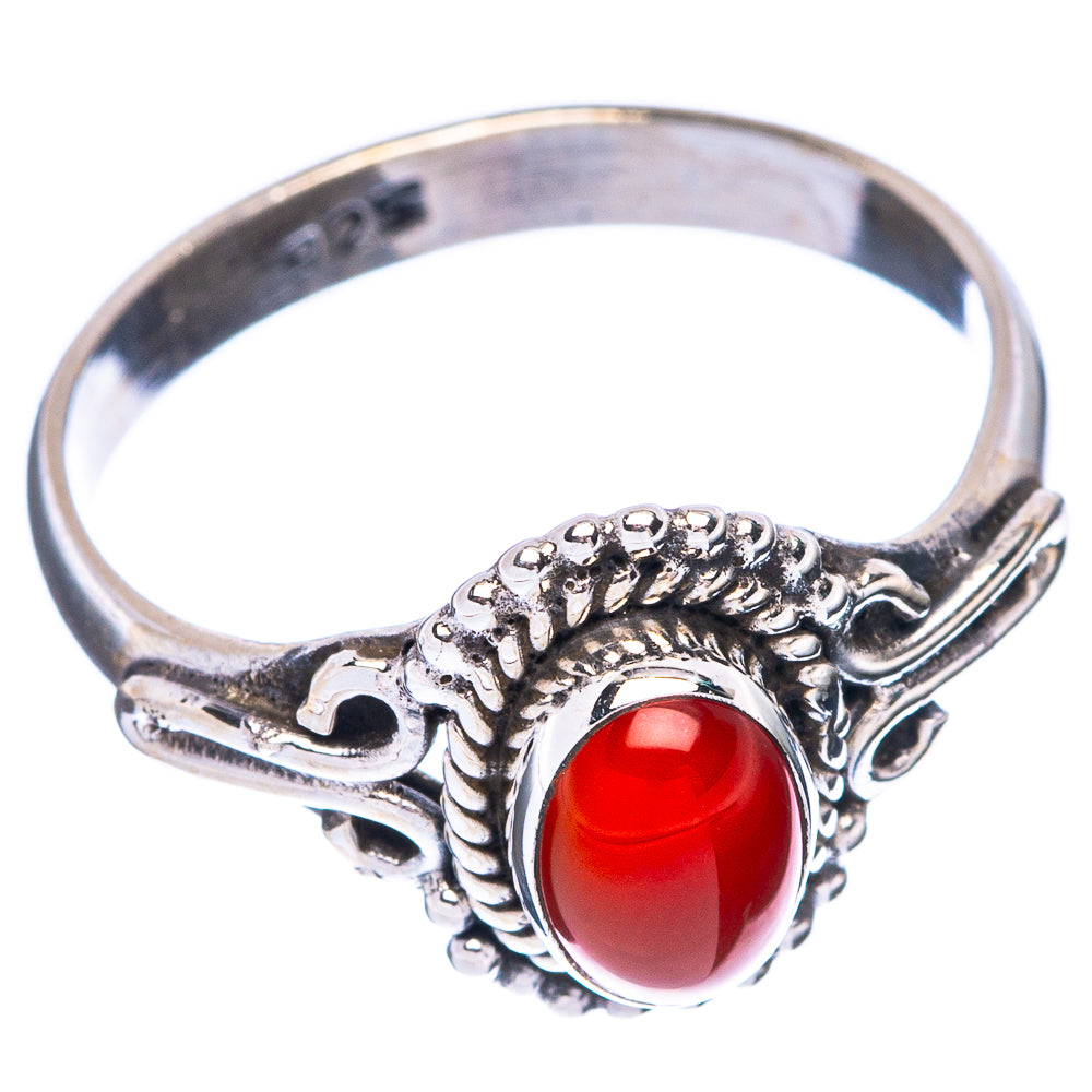 Red Onyx Dainty Ring Size 7 (925 Sterling Silver) R5946