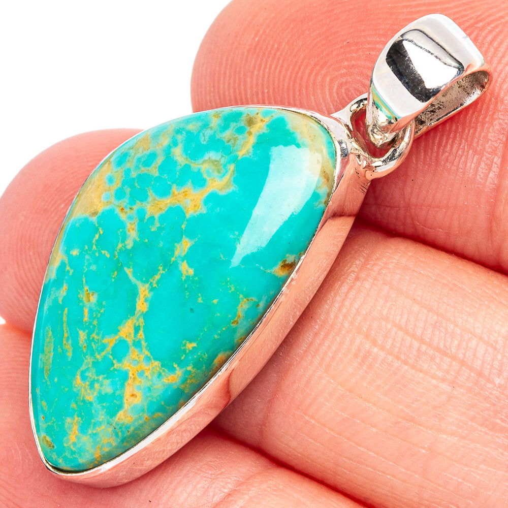 Rare Kingman Turquoise Pendant 1 3/8" (925 Sterling Silver) P44966
