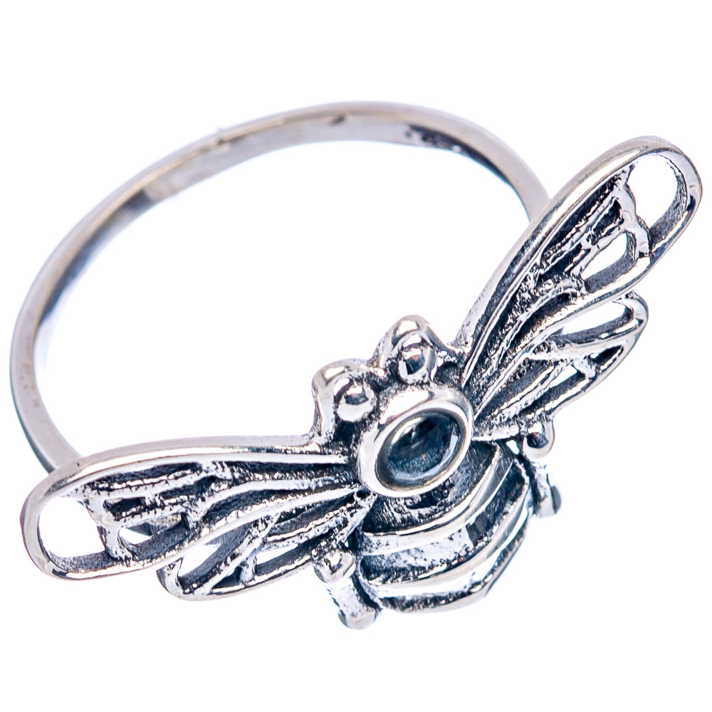 Aquamarine Bee Dainty Ring Size 7.75 (.925 Sterling Silver)