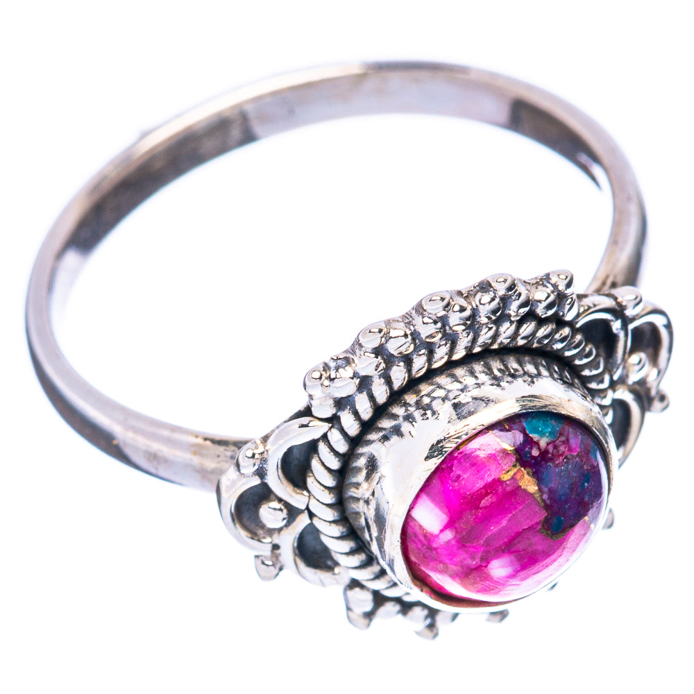 Value Kingman Pink Dahlia Turquoise Ring Size 7.5 (925 Sterling Silver) R3082