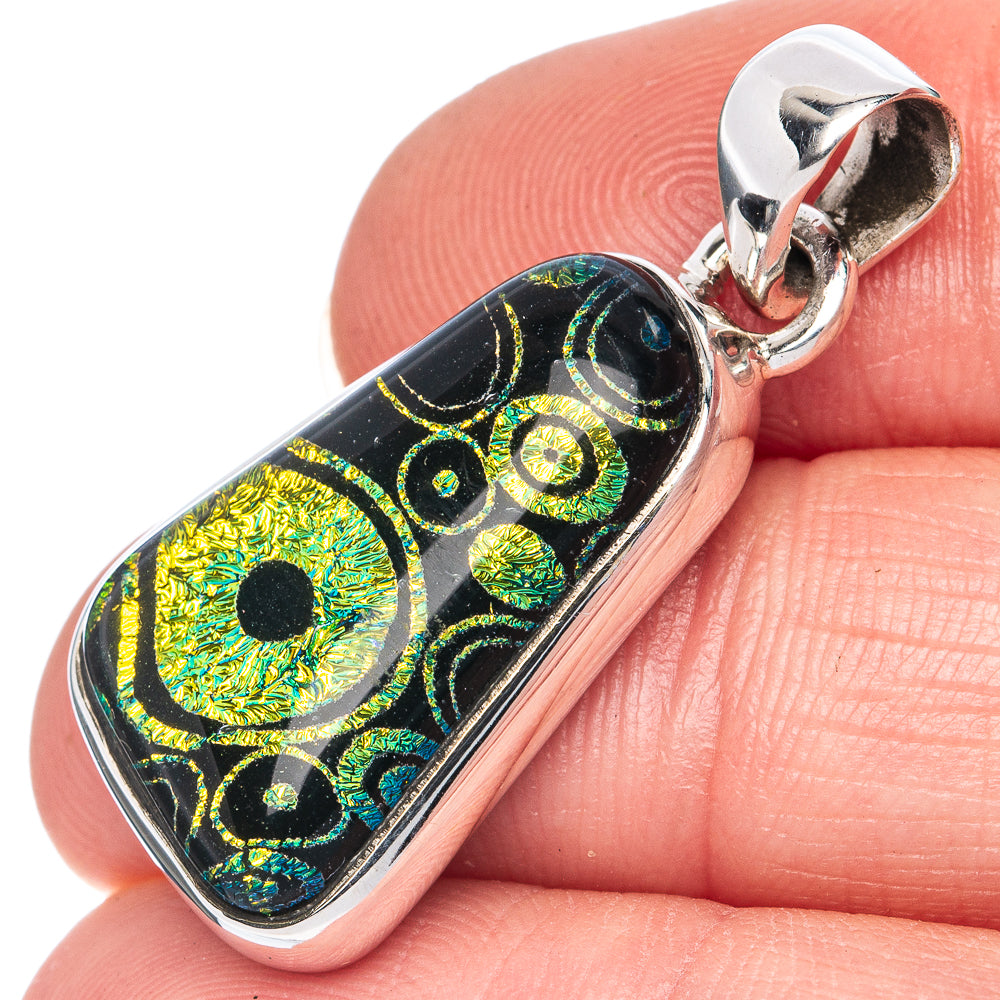 Dichroic Glass Pendant 1 3/8" (925 Sterling Silver) P41444
