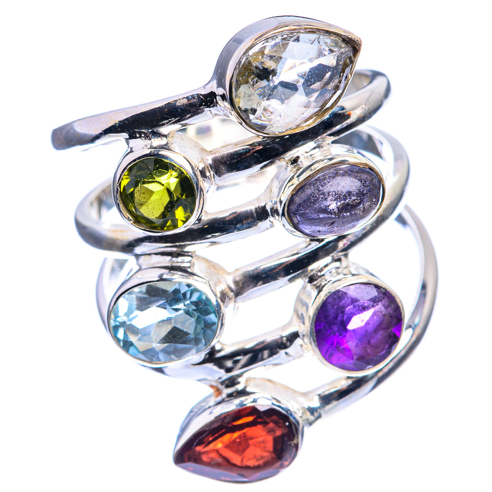 White Quartz, Amethyst, Tanzanite, Peridot, Blue Topaz, Garnet Ring Size 8.75 (925 Sterling Silver) R142426
