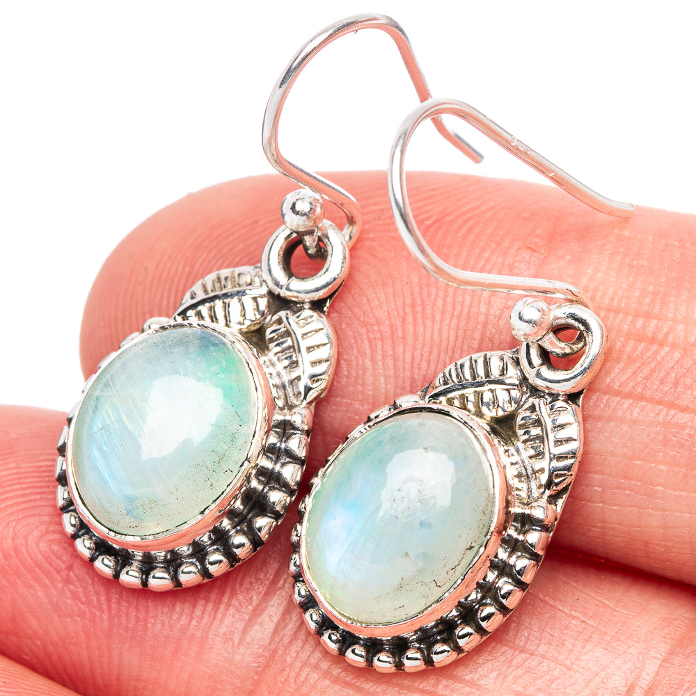 Rainbow Moonstone Earrings 1 1/8" (925 Sterling Silver) E1370