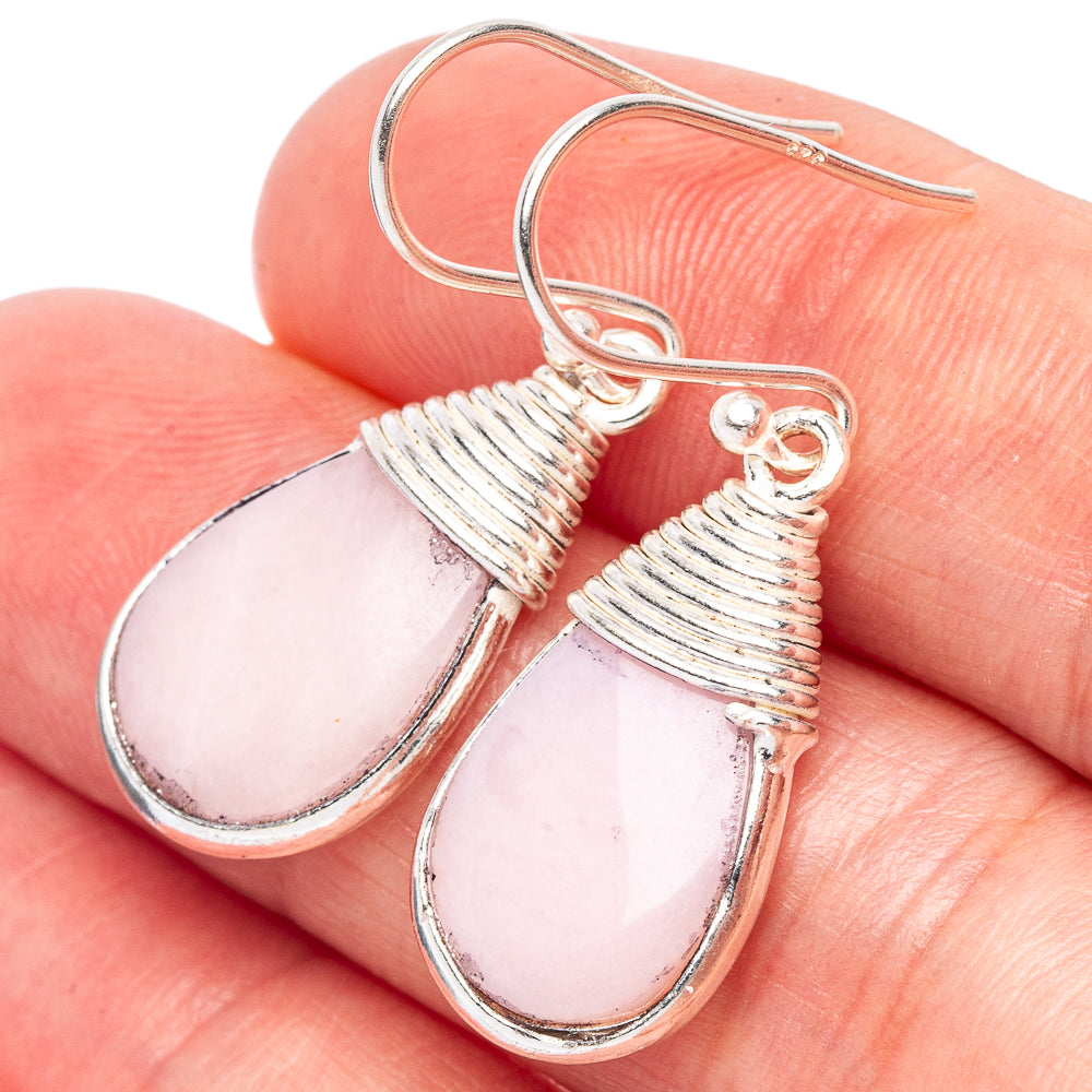 Pink Opal Earrings 1 3/8" (925 Sterling Silver) E2478