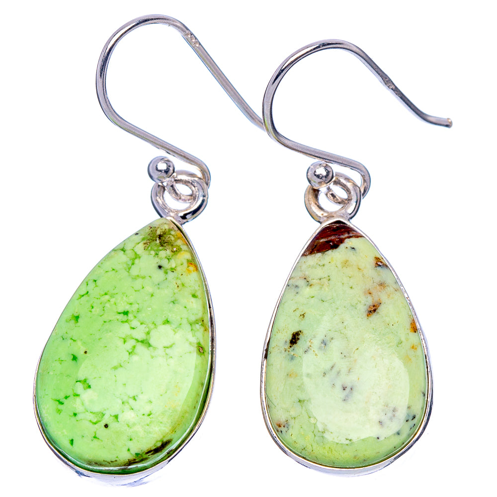 Lemon Chrysoprase Earrings 1 3/8" (925 Sterling Silver) E1807