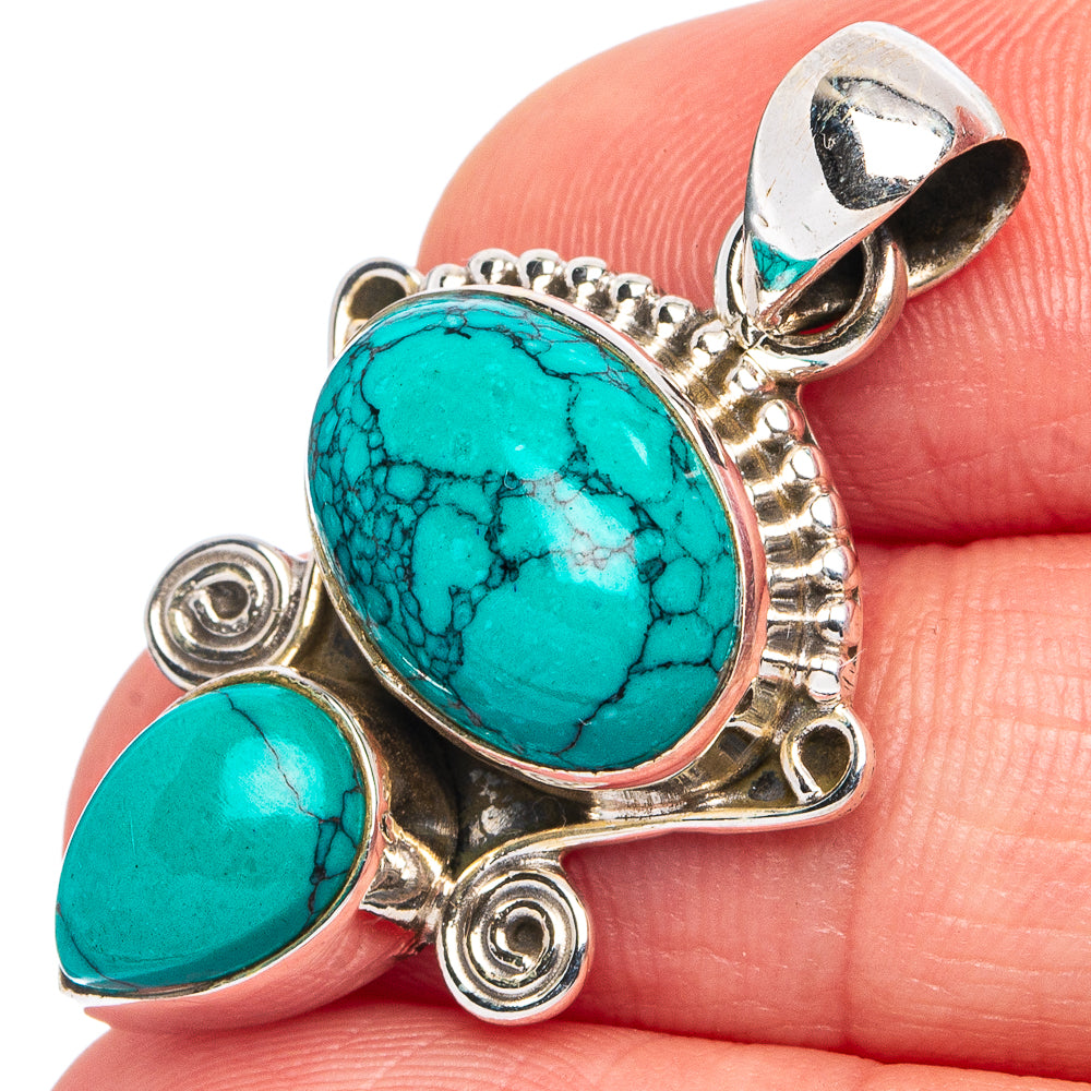 Turquoise Howlite Pendant 1 3/8" (925 Sterling Silver) P45578