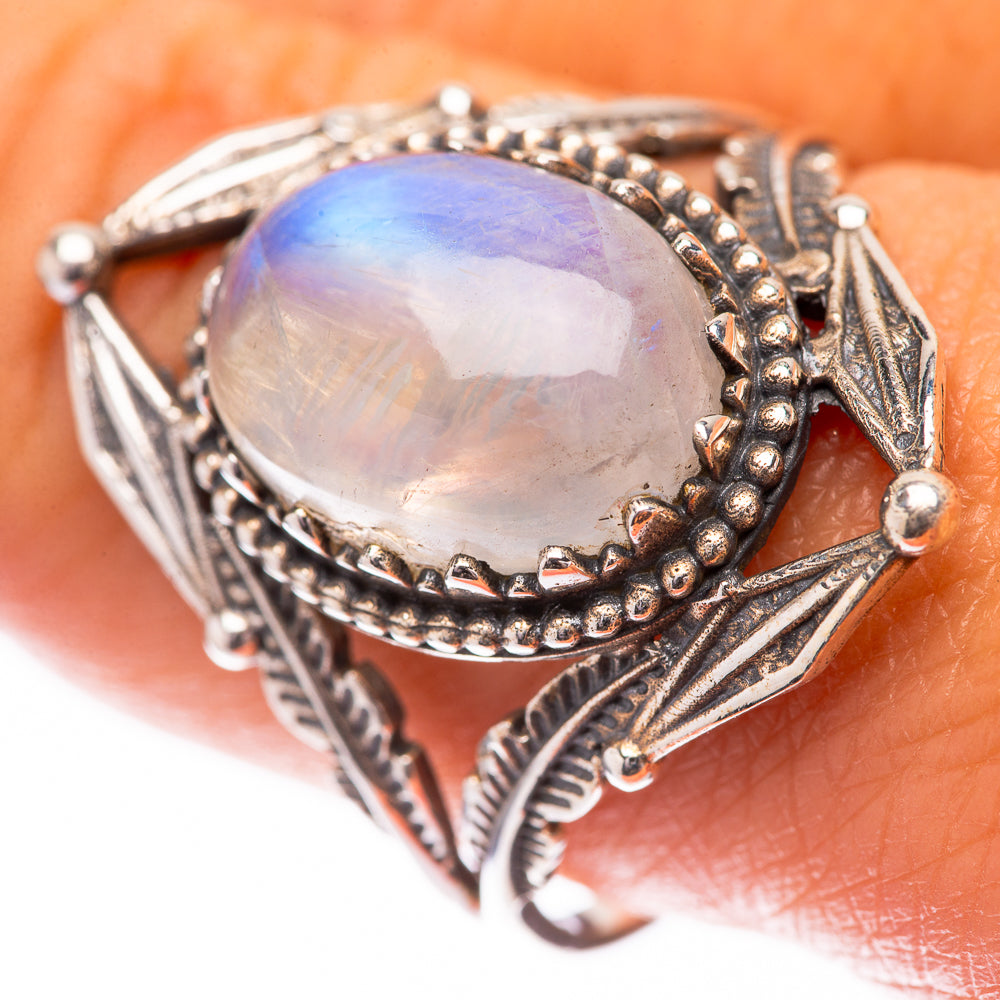 Rainbow Moonstone Ring Size 10 (925 Sterling Silver) R140525