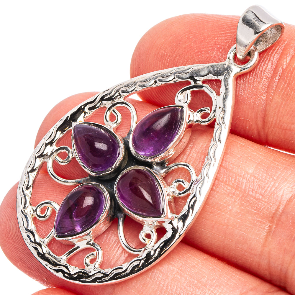 Amethyst 925 Sterling Silver Premium Pendants 1 7/8" (925 Sterling Silver) P43733