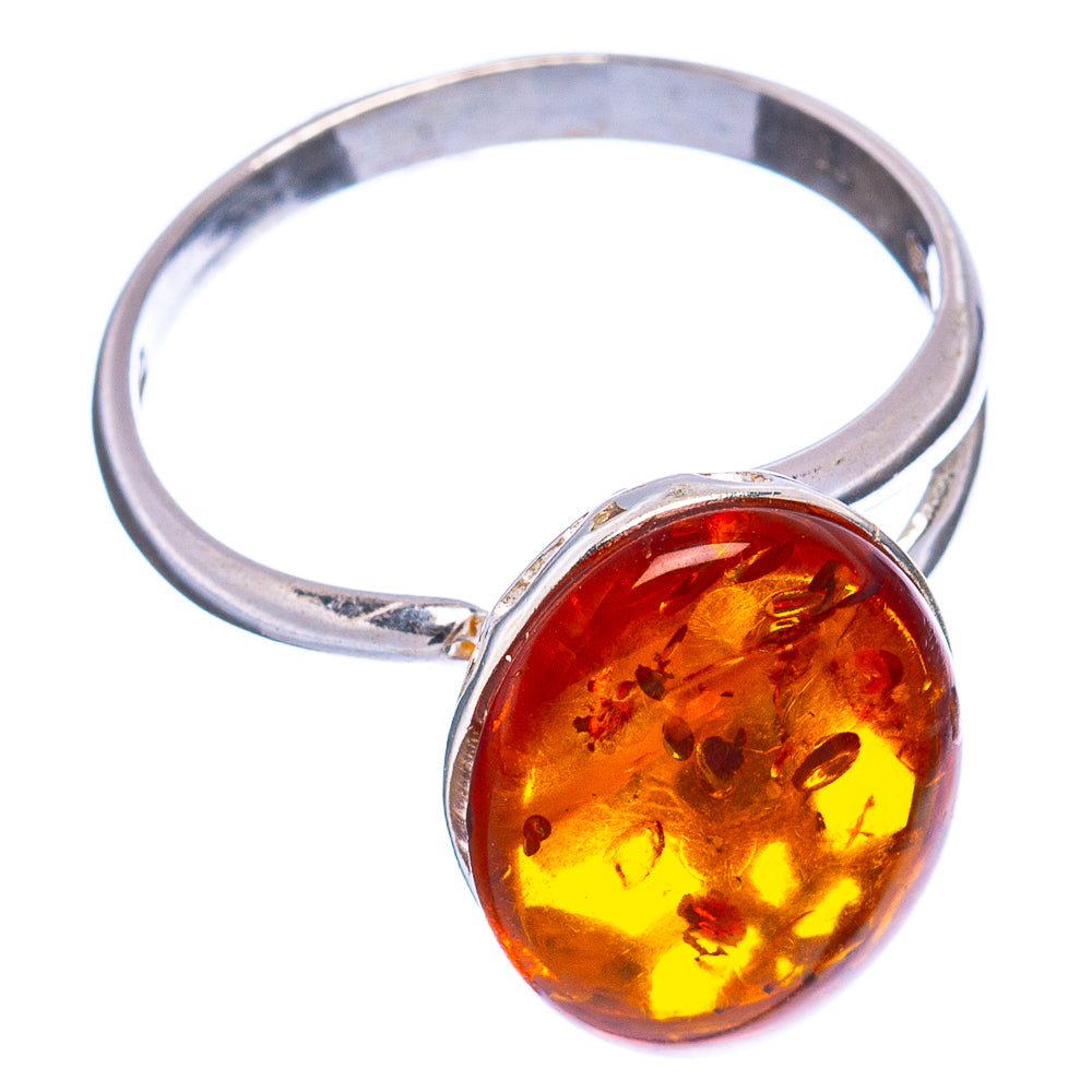 Baltic Amber Ring Size 8 Adjustable (.925 Sterling Silver)