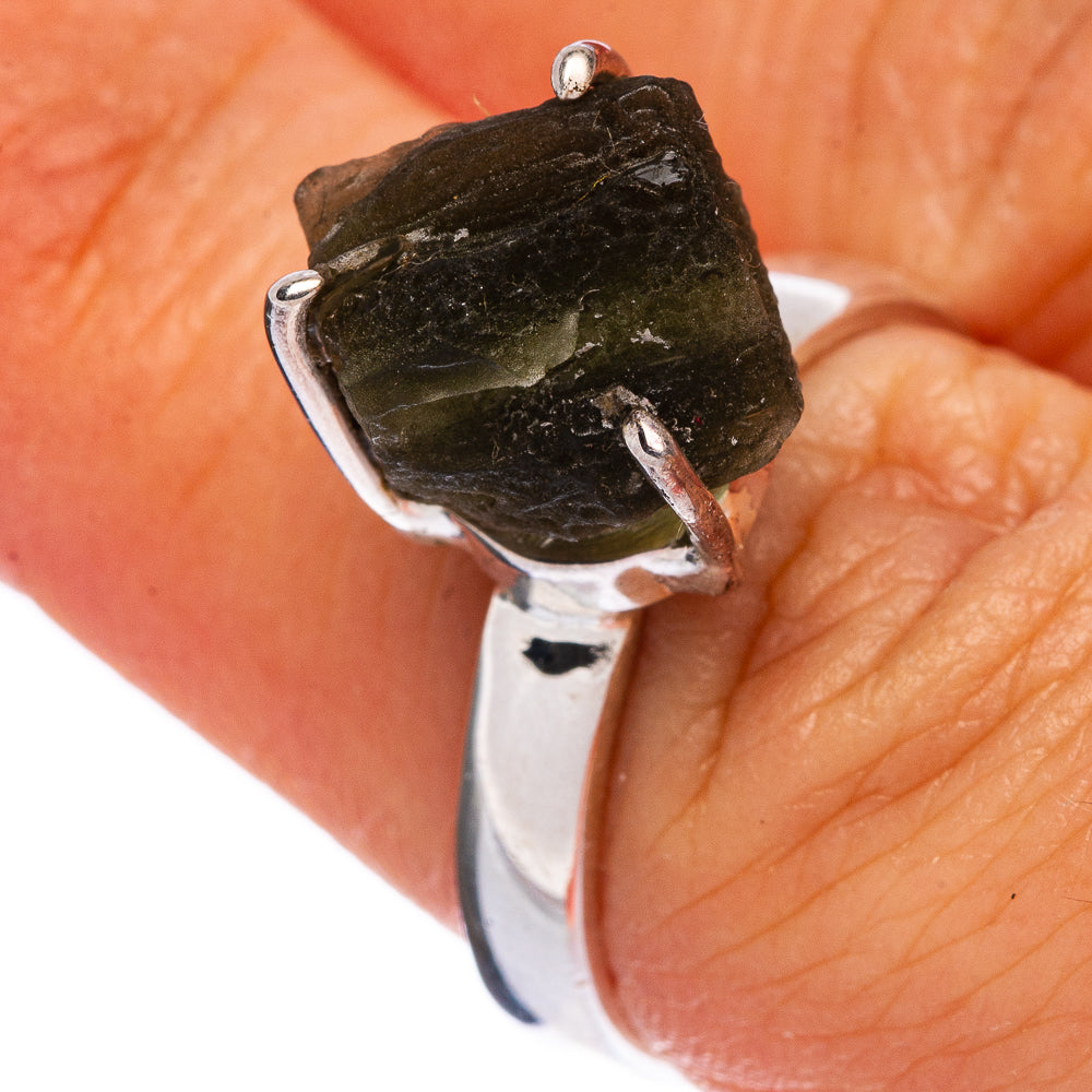 Rare Czech Moldavite Ring Size 7 (925 Sterling Silver) R146346