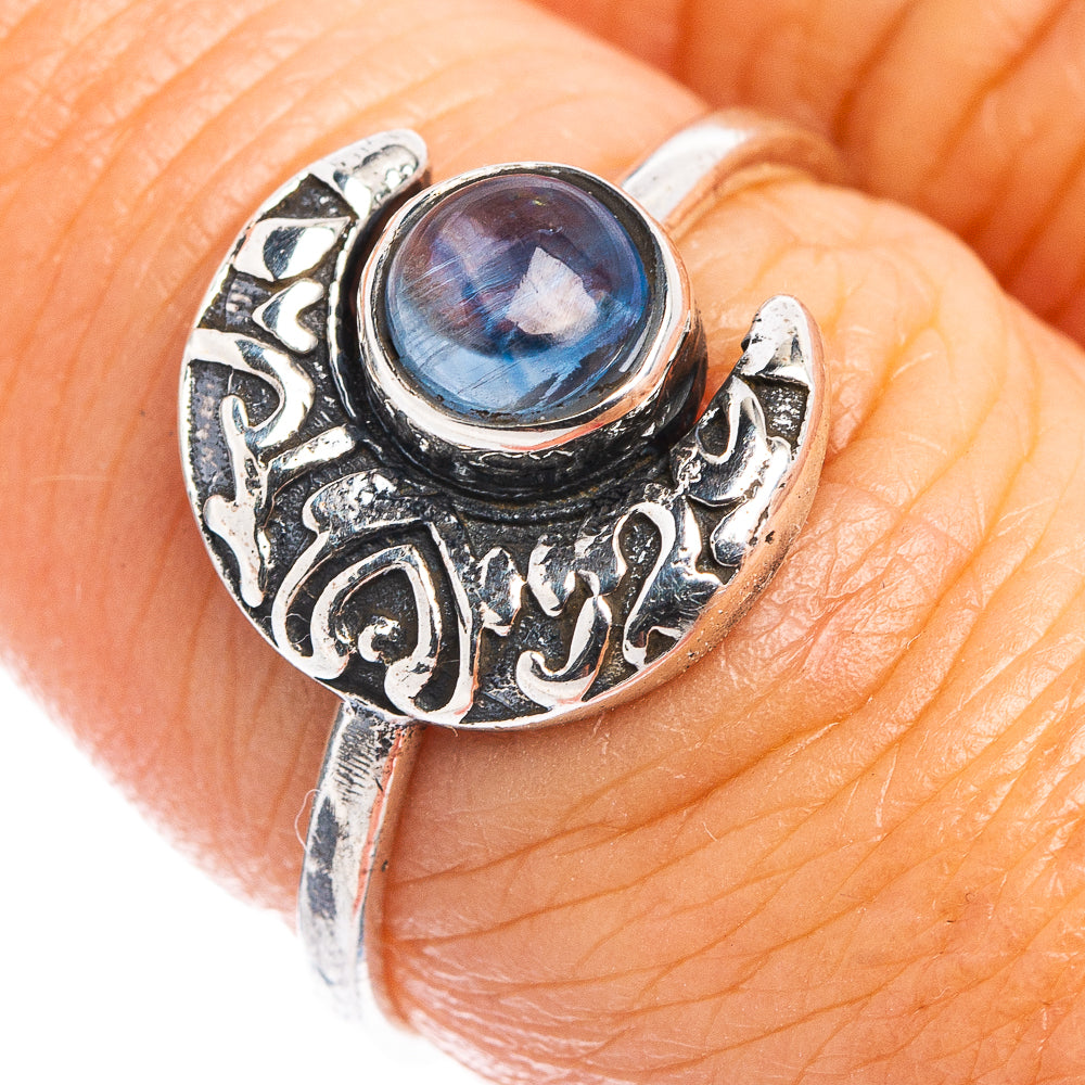 Kyanite Moon Dainty Ring Size 7.75 (.925 Sterling Silver)