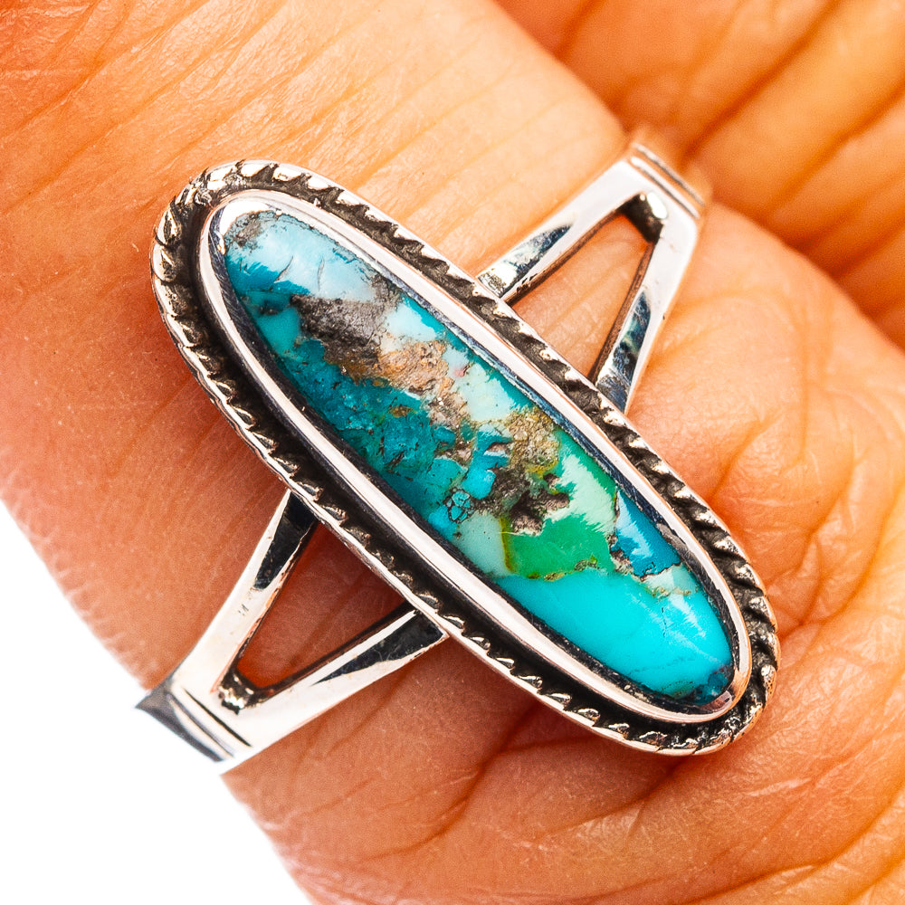Native Style Mohave Turquoise Ring Size 6.5 (.925 Sterling Silver)