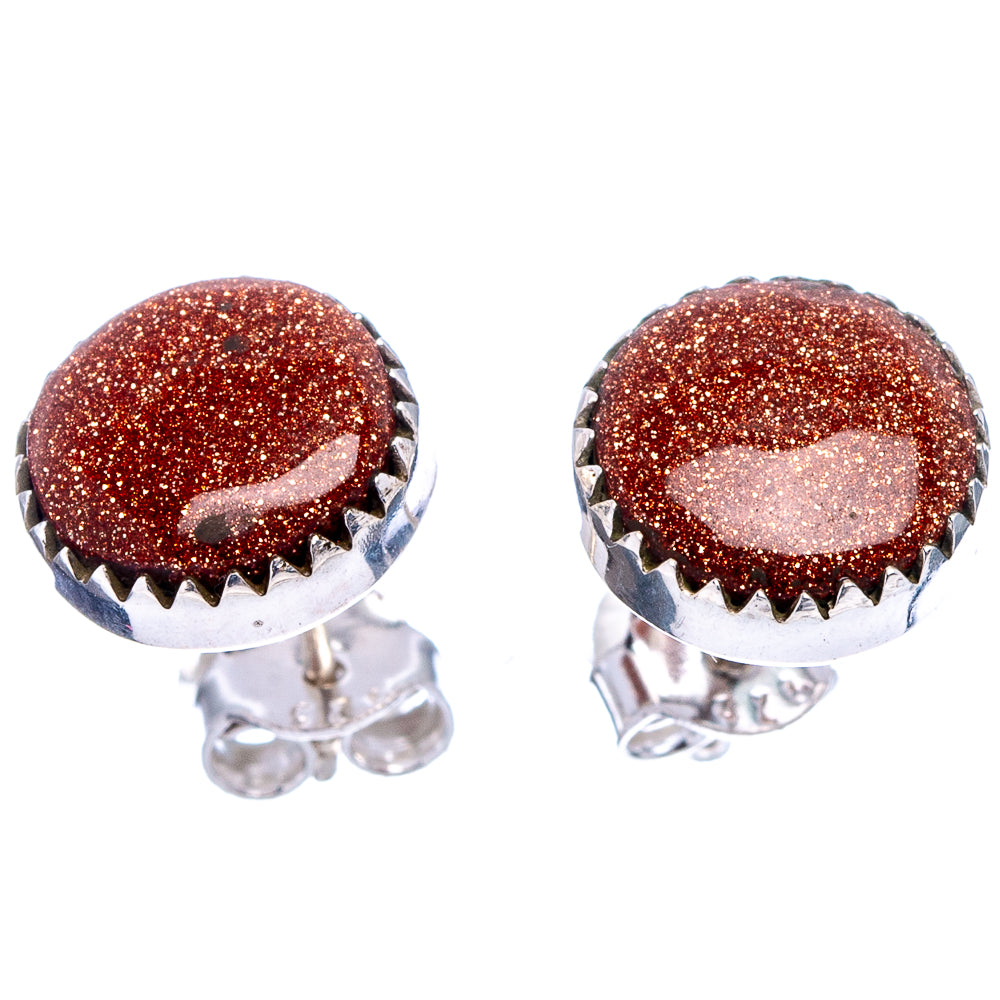 Goldstone Earrings 3/8" (.925 Sterling Silver)