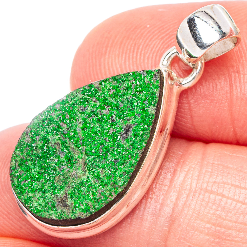 Rare Uvarovite Garnet Pendant 1 1/8" (925 Sterling Silver) P44215