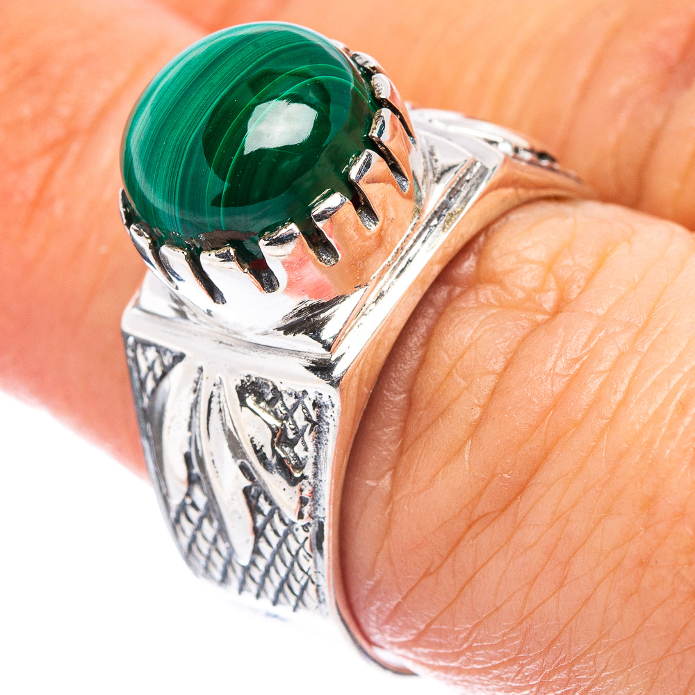 Malachite Filigree Style Ring Size 7.75 (.925 Sterling Silver)
