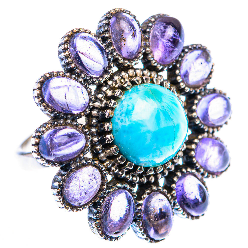 Large Larimar, Tanzanite Ring Size 7.25 (925 Sterling Silver) RING140010