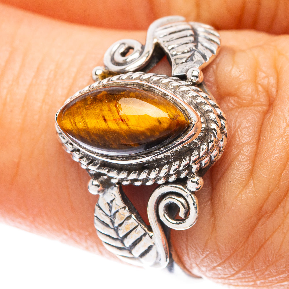 Tiger Eye Leaf 925 Sterling Silver Ring Size 6.75 (925 Sterling Silver) R5350